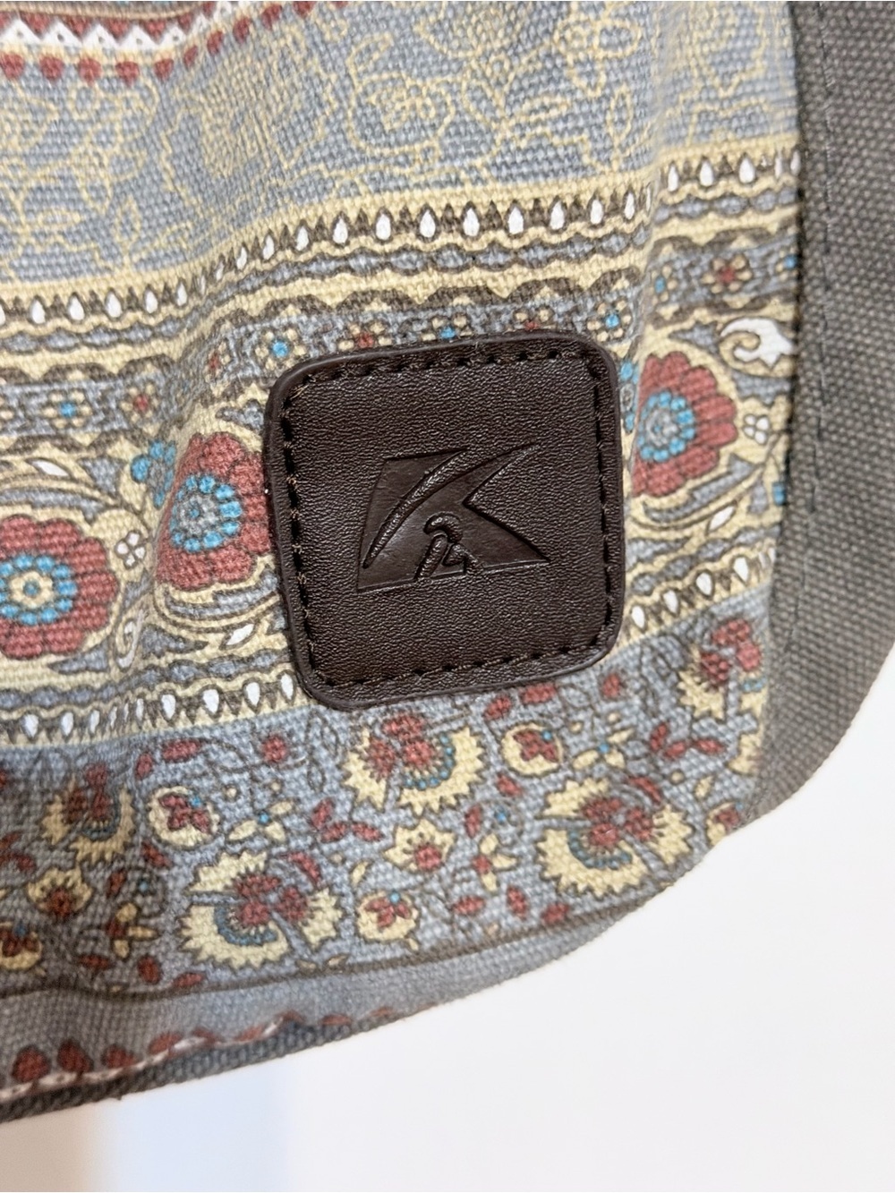 Boho Patterned Canvas Tote Bag in Gray and Multicolor - Picture 3 of 8